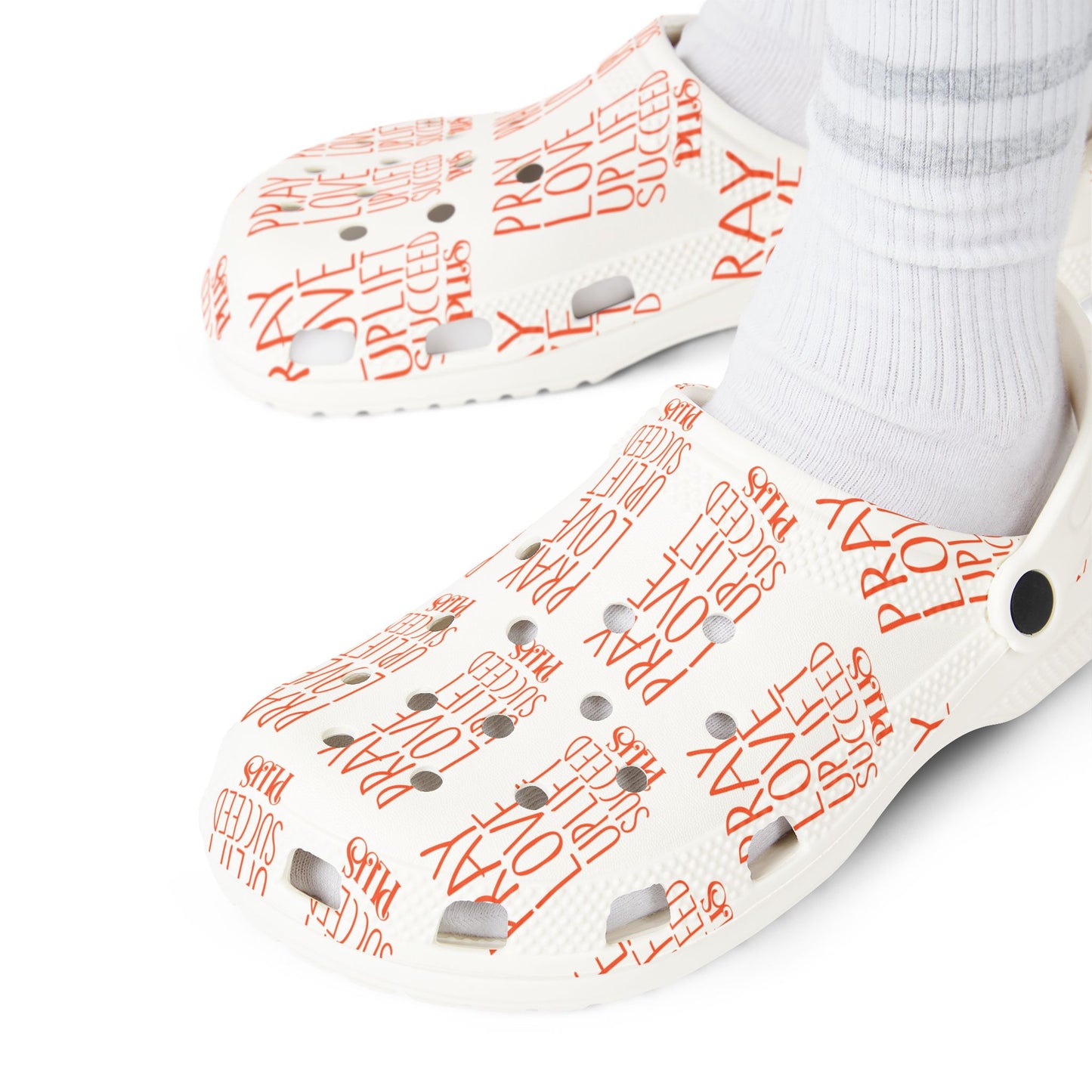 Adult EVA Foam Rubber Shoes (AOP) PLUS WHITE