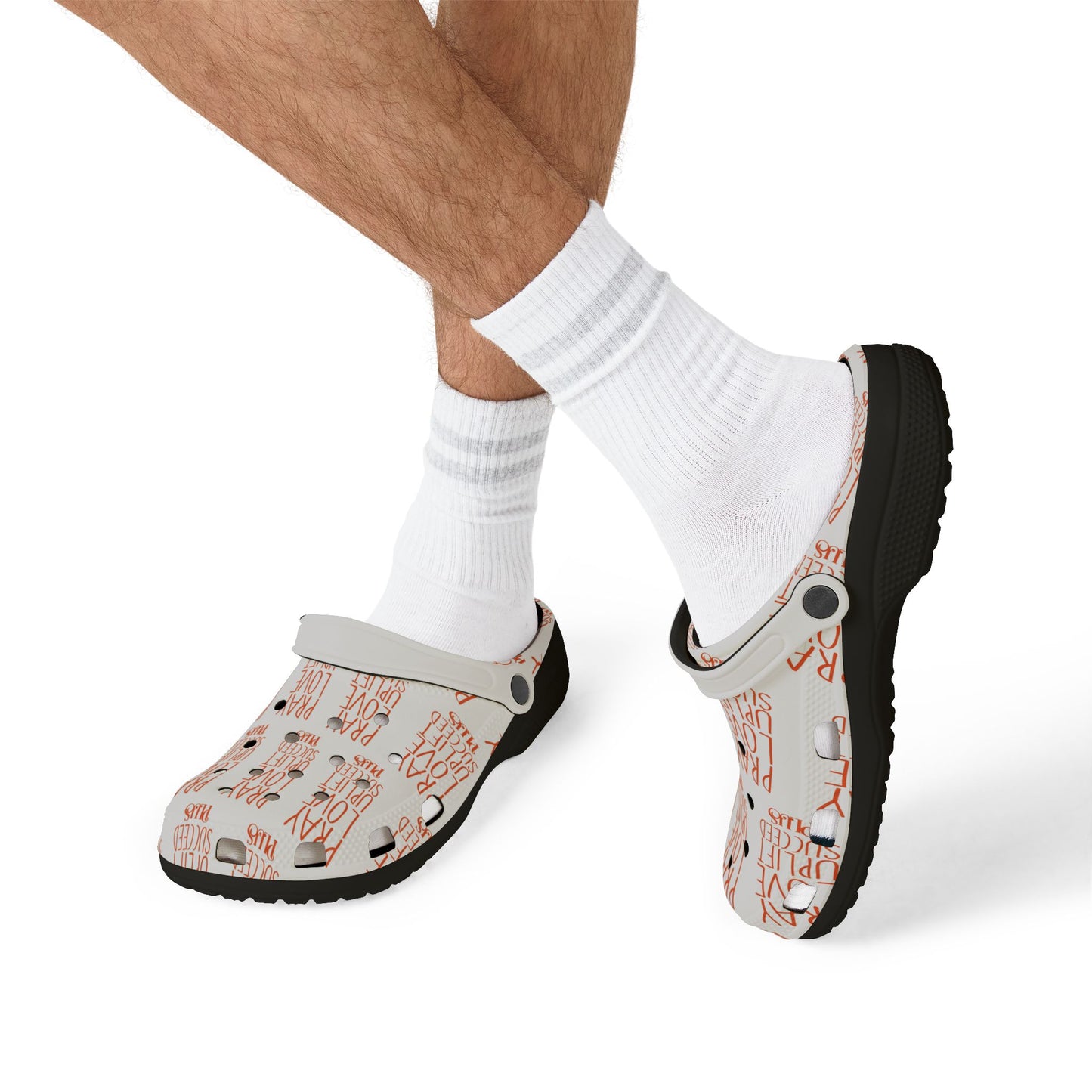 Adult EVA Foam Rubber Shoes (AOP) PLUS WHITE