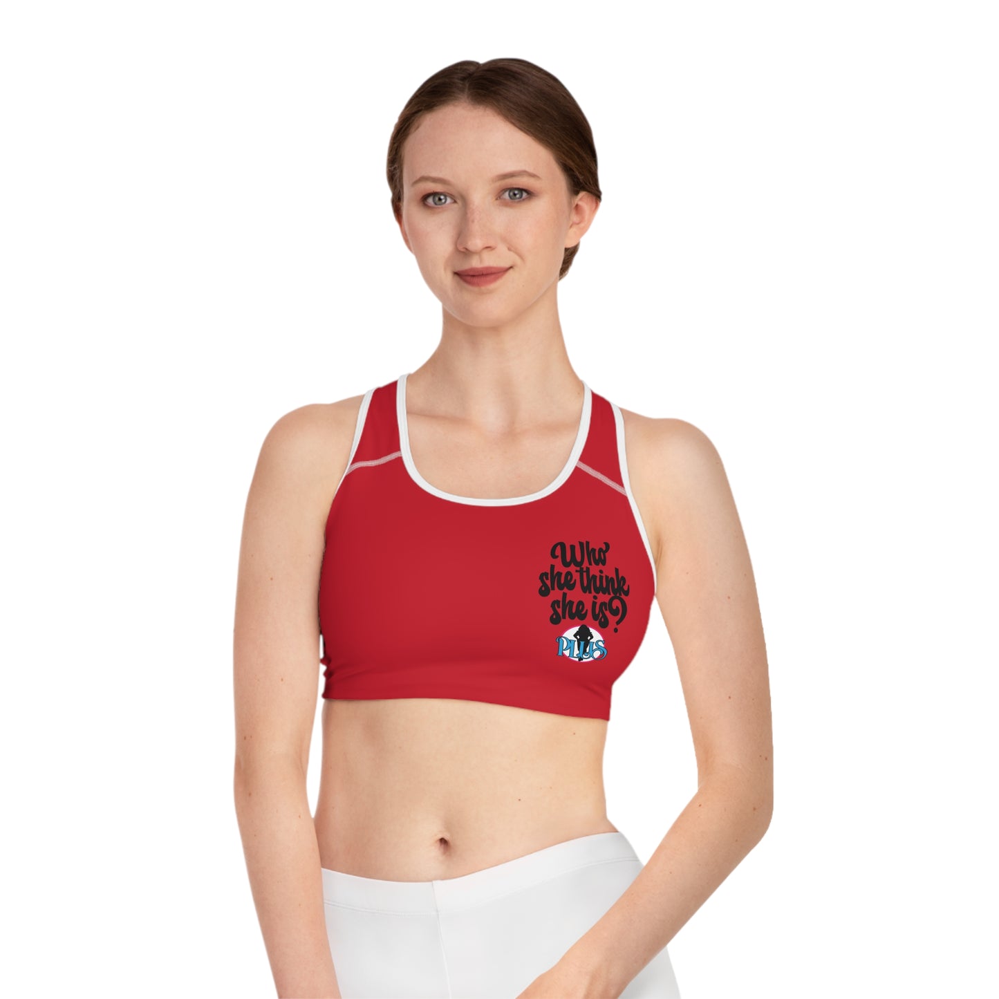 Who She Think She Is? Sports Bra (AOP)