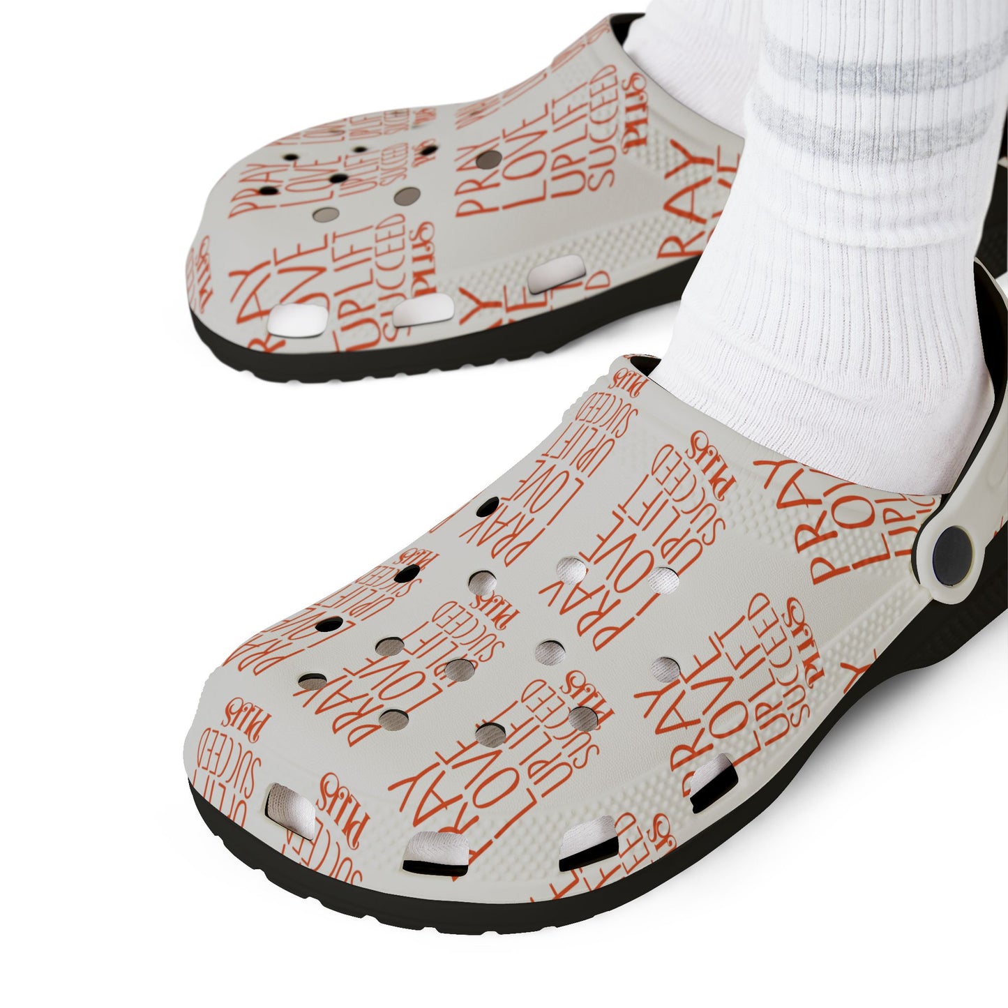 Adult EVA Foam Rubber Shoes (AOP) PLUS WHITE