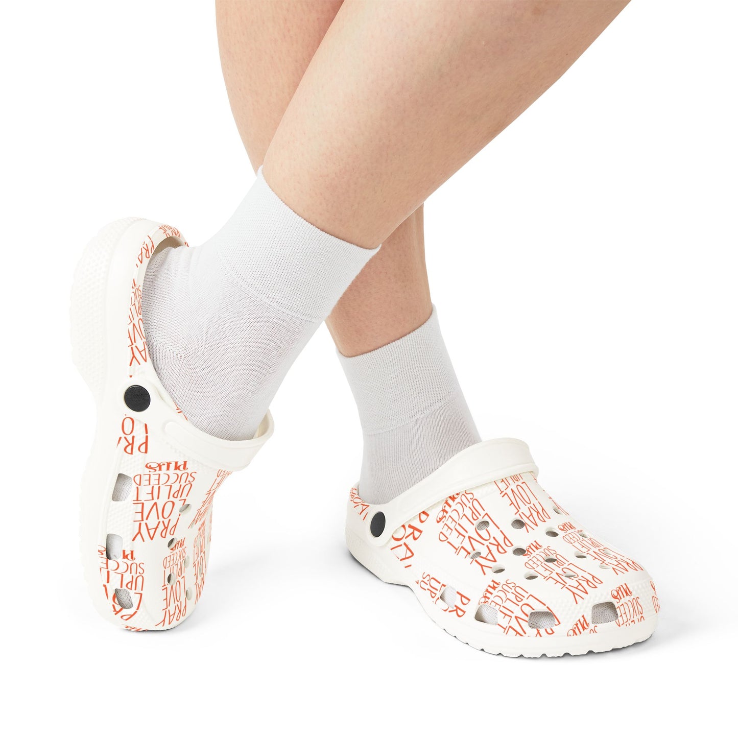 Adult EVA Foam Rubber Shoes (AOP) PLUS WHITE